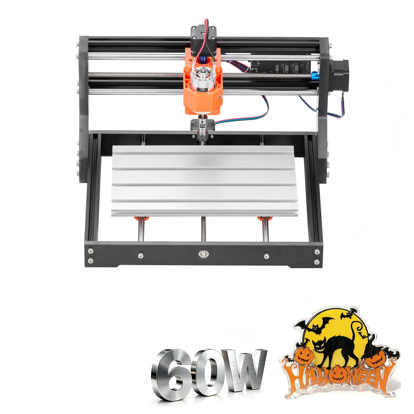 3018 CNC Router Machine, 60W Spindle, 3-Axis Wood Engraving Milling Machine, with 300 x 180 x 40 mm Working Area, Aluminum Alloy Structure, for Wood Acrylic Carving Cutting