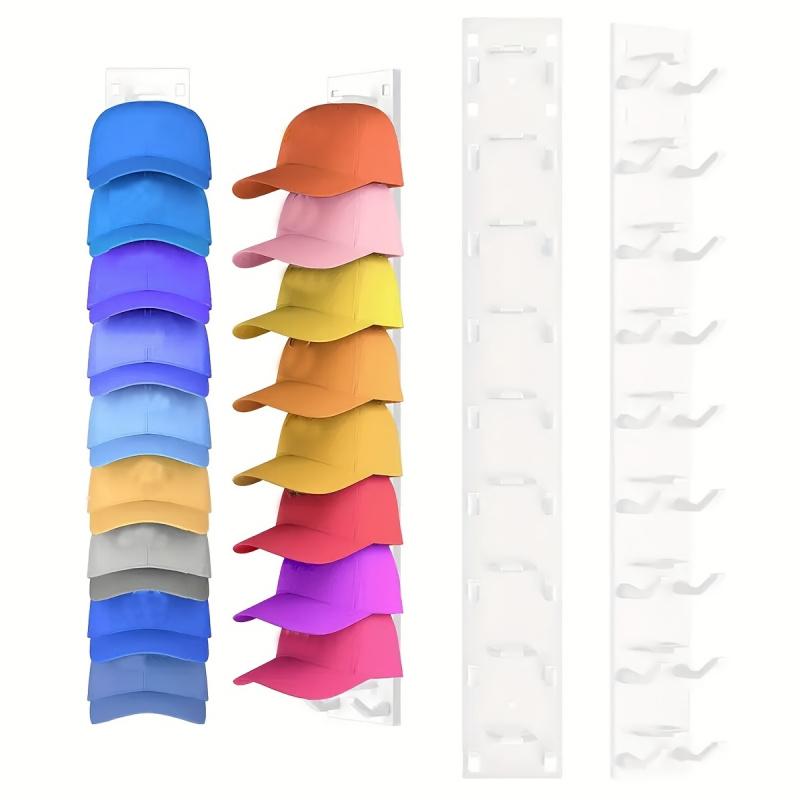 Round Wall Mounted Hat Rack, Strong Adhesive Multi Layer Cap Storage Organizer, Portable Plastic Display Stand for Closet Door and Bedroom, Hat Holder for Hanging