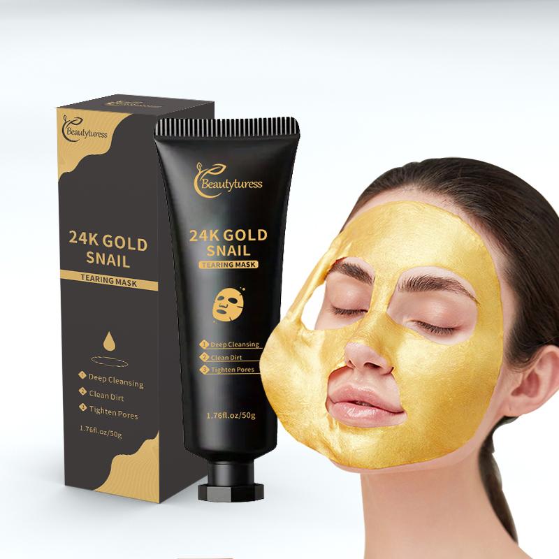 24K Gold Snail Peel-Off Mask, Deep Cleansing Skin Brightening Skin Tone Softening Skin Pore Controlling Moisturizing Spreading Mask