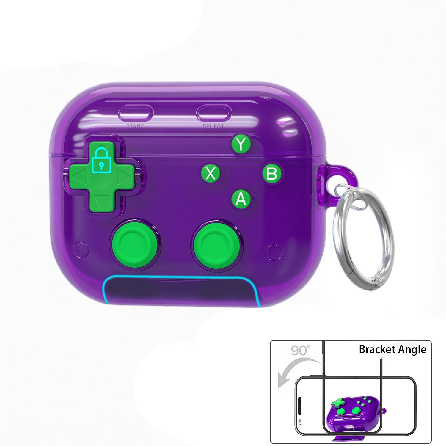 Transparent Anti-Drop Game Controller Shape Earphone Case, Shockproof Stand Protector for AirPods 3/4/pro, Trendy Personality Design