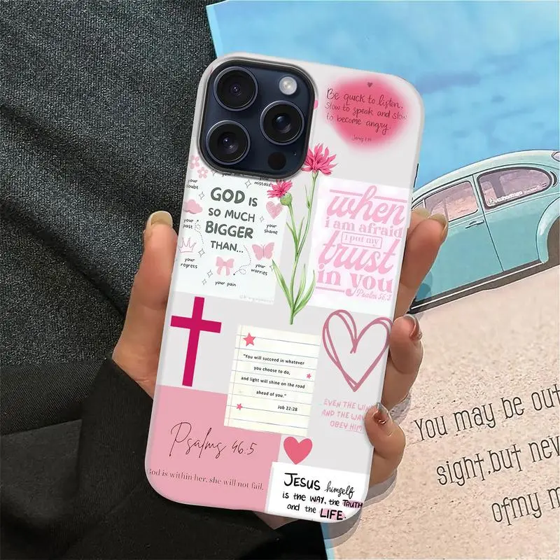 Bible Quotes TPU Plastic Drop-Proof Flexible Shell Phone Case for iPhone 17 Pro Max,16,15 Plus,14,13,12,11 & S26 S25,S24,S23,S22  Ultra - Many Models, Cute Flower Her Gift, HY11, Accessories