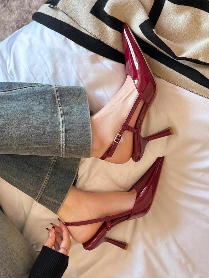 Fashionable Pointed Toe Back Empty High Heel Single Shoes, Fashionable Heeled Sandals, Elegant Stiletto Heels for Party, Daily Clothing Decor, for Women & Girls, Footwear