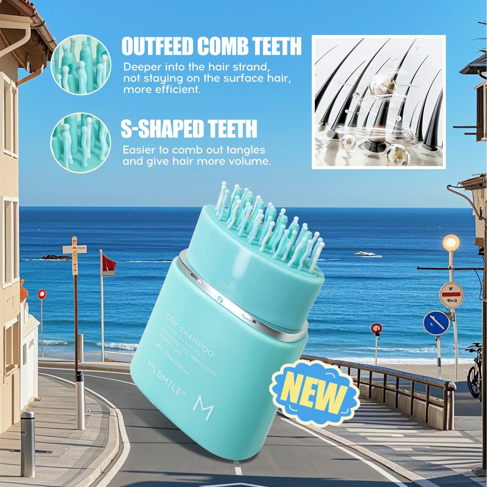 Mlsmslie No-Rinse Shampoo for Oil Control and Volumizing, Comb-Integrated Hair Brush, Portable and Convenient, Ideal for Lazy Days