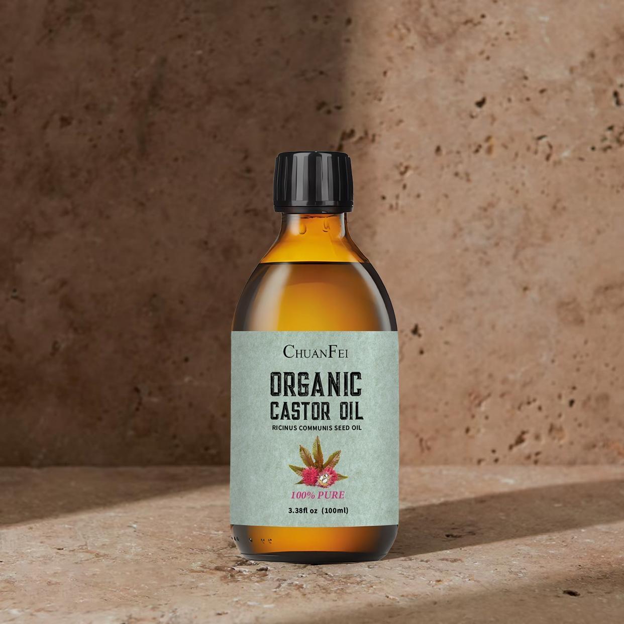 Organic Castor Oil 100ML Glass Bottle, Organic Health Ingredients No Fragrance, Face Hair Skin Full Body Care