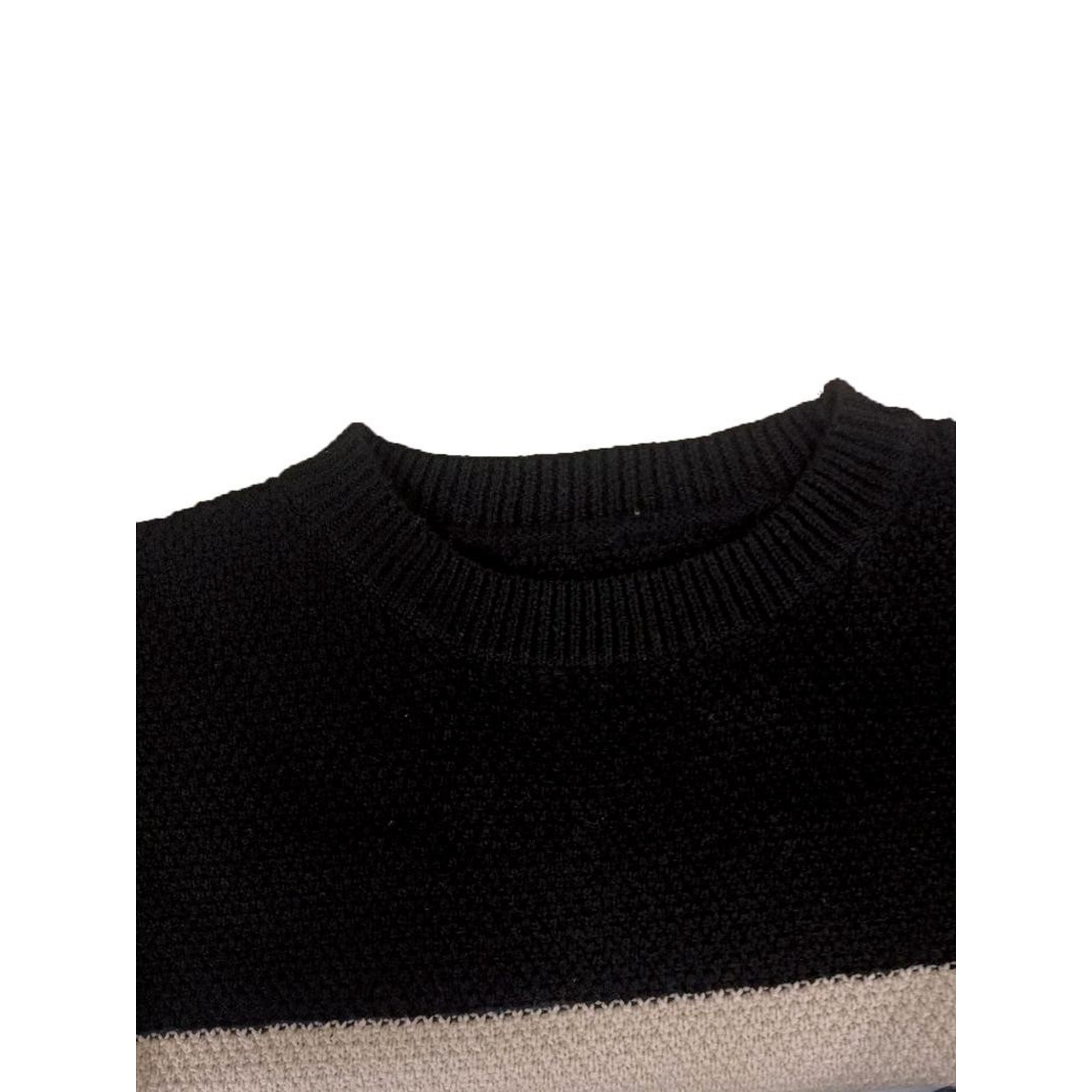 Loose-Fitting Color Block Striped Sweater, Thick Casual Knit for Fall & Winter, Cozy Fashion for Relaxed Days