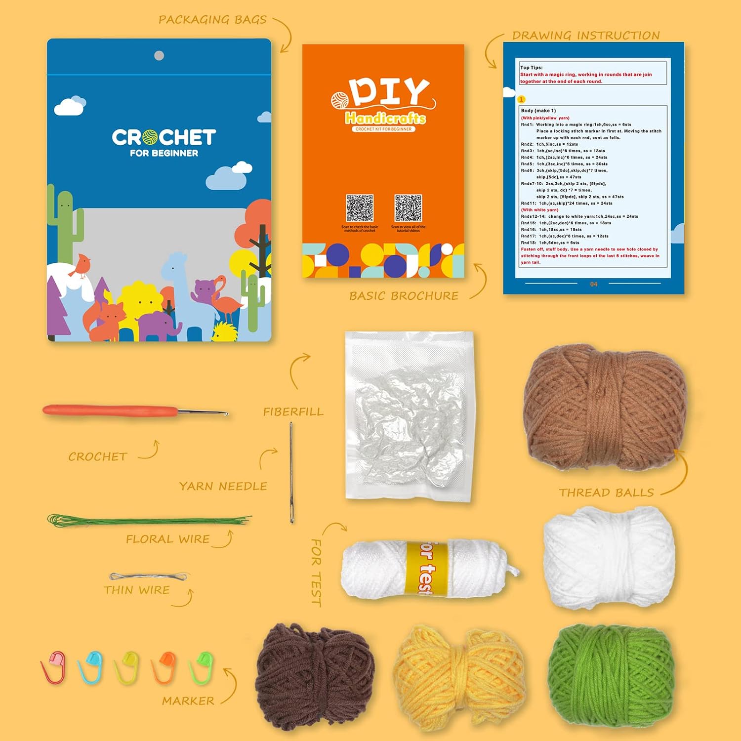 Crochet Kit for Beginners, Multicolored Potted Crochet Kit, Crochet Starter Kit with Step-by-Step Video and Instruction Tutorials for Beginners Adults, Beginner Crochet Knitting Kit Crochet Kit for Beginners, Multicolored Potted Crochet Kit, Crochet Starter Kit with Step-by-Step Video and Instruction Tutorials for Beginners Adults, Beginner Crochet Knitting Kit