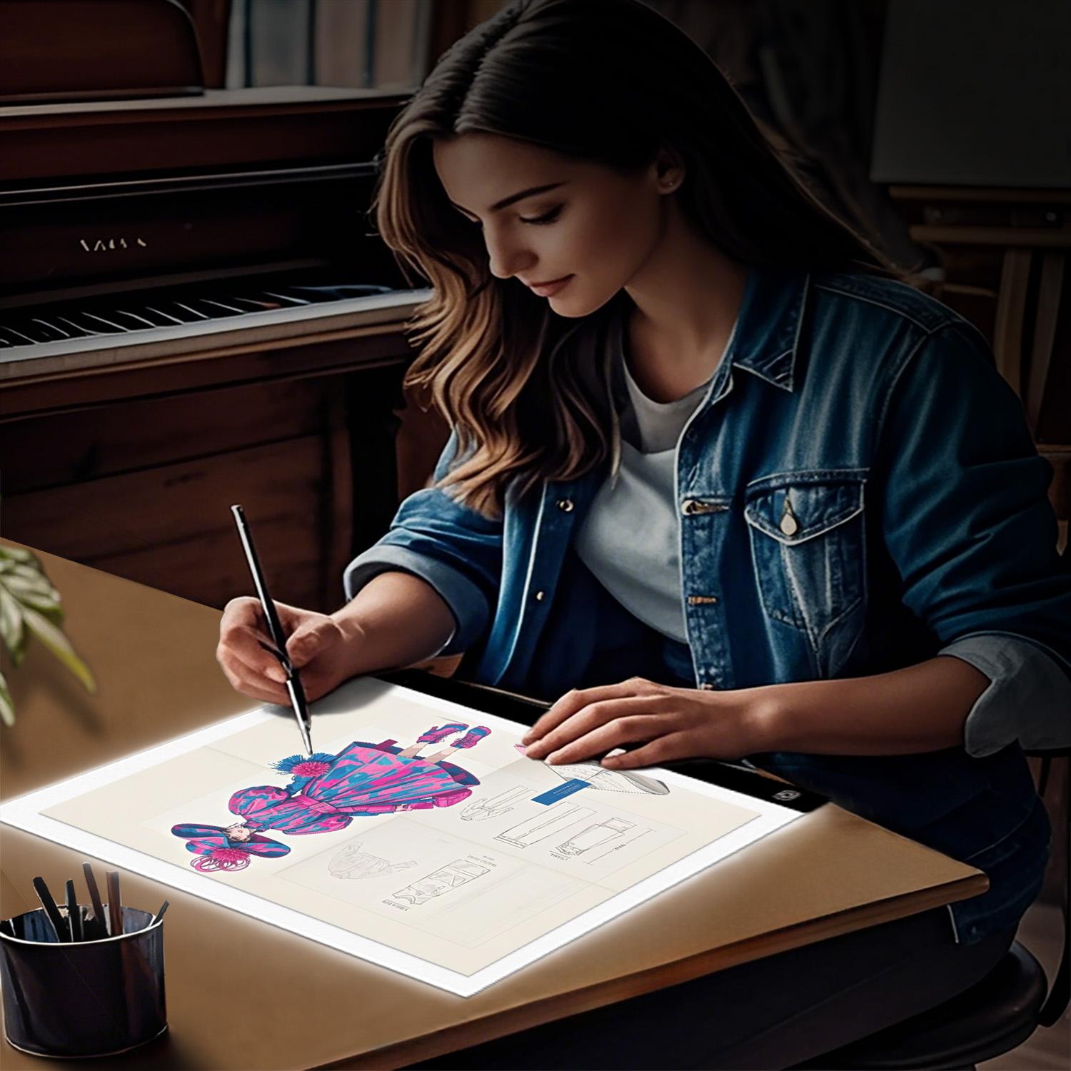 A3 Size LED Drawing Board, Diamond Painting Art Full Drill Embroidery Tracking Light Pad, USB Powered High Brightness LED, Adjustable Light, Ideal for Sketching, Animation, Embossing, Stenciling, Cross Stitch, Sewing Projects, Sewing & Embroidery