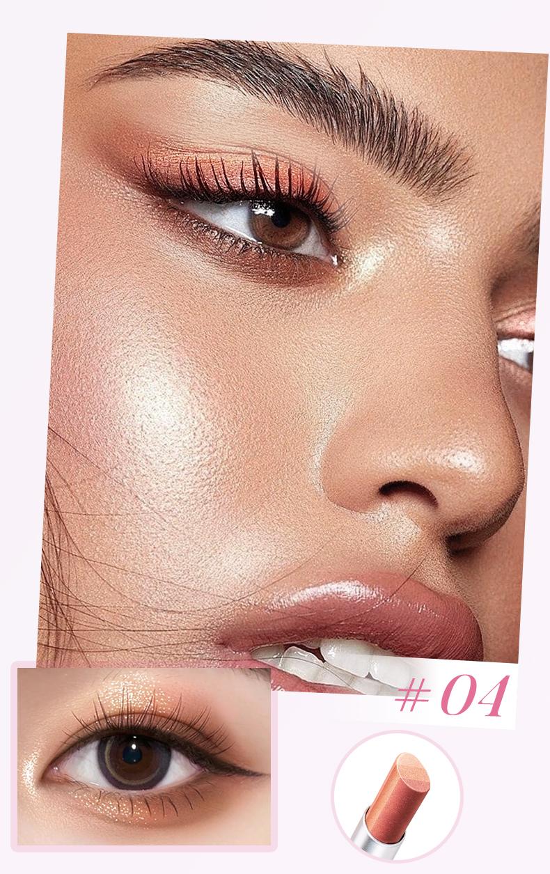 Three-Color Gradient Eyeshadow Stick, Matte Finish, Waterproof, Long-Lasting, Neutral Shades, Easy Application, Perfect for All Skin Types