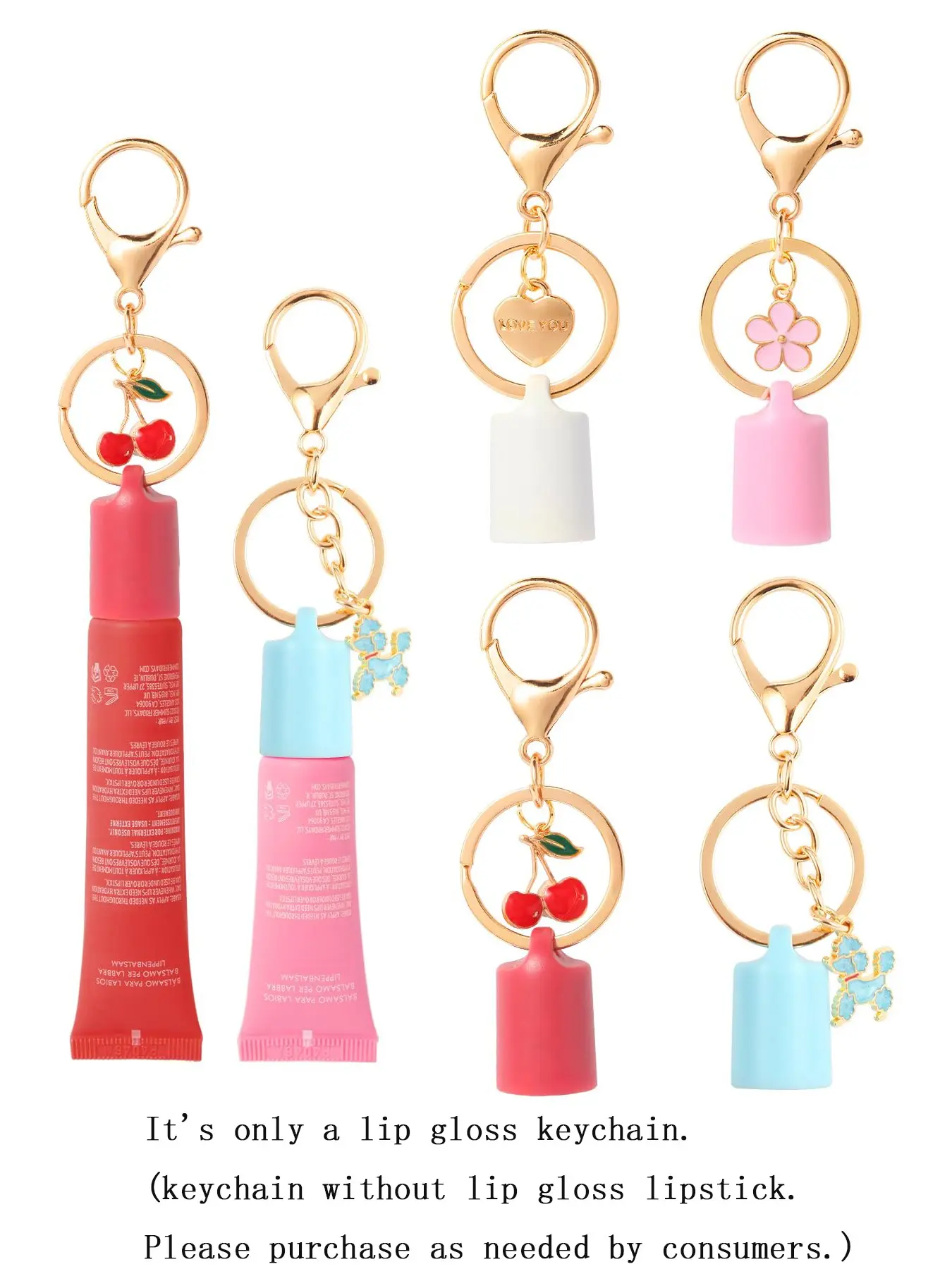 Set of 4 Summer Friday 0.5 Oz Lip Balm Keychain Caps, Compatible with 0.35 Oz Lip Balm, Cute Cartoon Style, Portable Silicone Replacement Buckles
