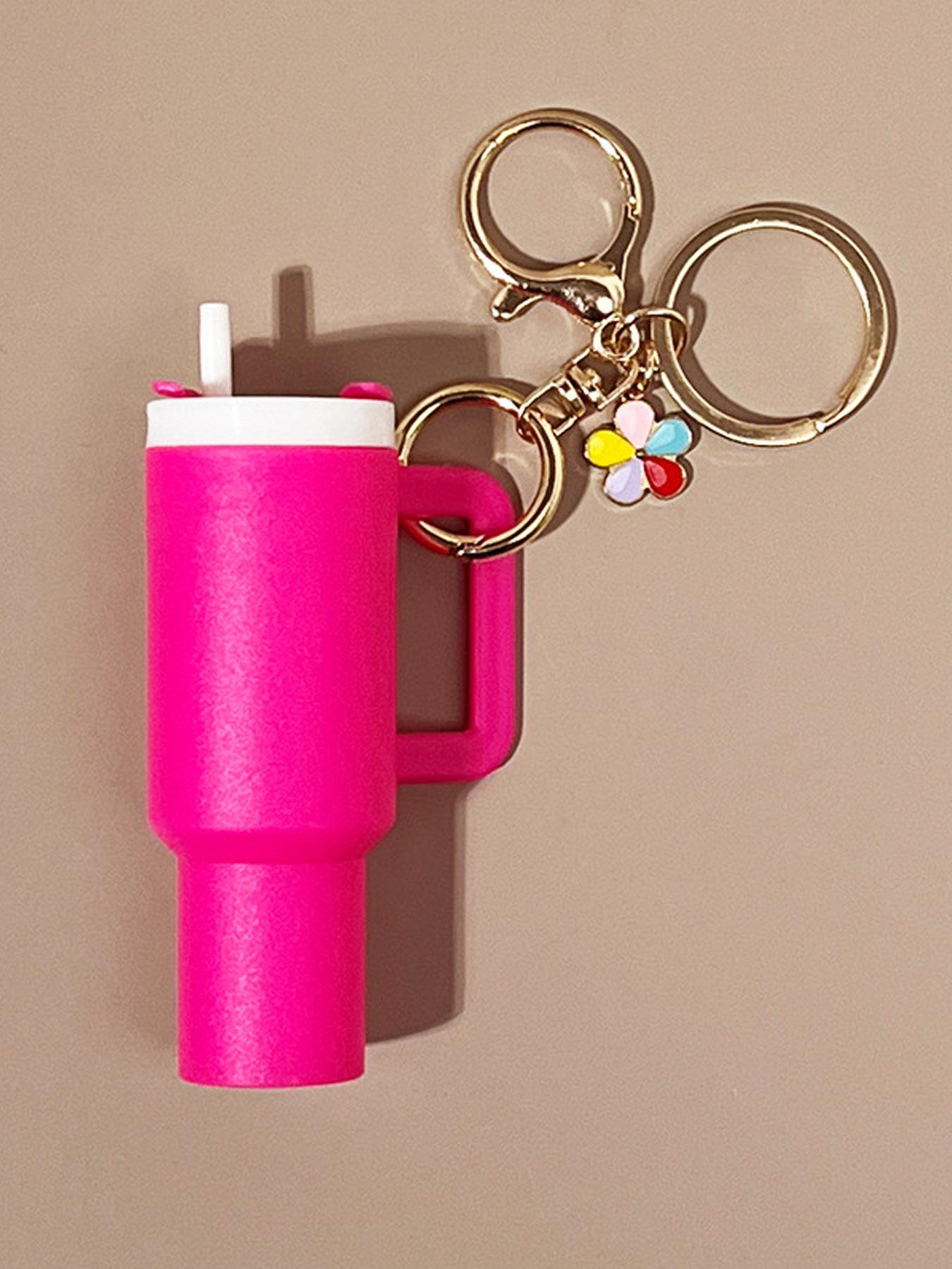 Mini Small Flower Cup Keychain Accessories, Keychain Charm, Wallet Charm, Bag Accessories, Lipstick Storage Box, Wallet Accessories, Mini Cup Keychain Keyring, Keychain Bag Pendant, Dopamine Color Matching To Meet Different Style Matching Needs