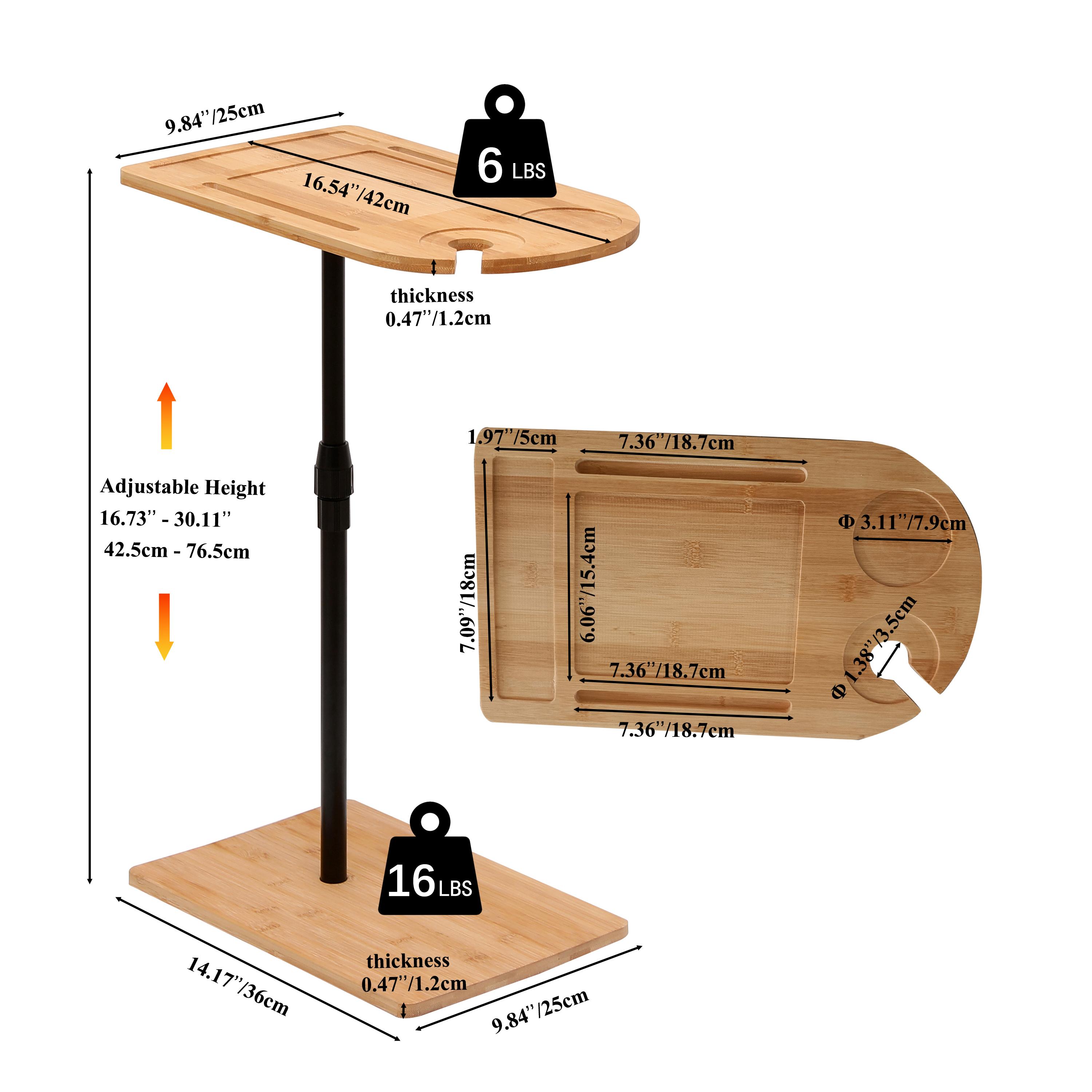 Couch Tray Table Bamboo Height Adjustable Side Table for Sofa C-shaped Oval End Tables with Slots for Bed & Chairs in Living Room & Bedroom (Oval + Rectangle) Couch Tray Table Bamboo Height Adjustable Side Table for Sofa C-shaped Oval End Tables with Slots for Bed & Chairs in Living Room & Bedroom (Oval + Rectangle)