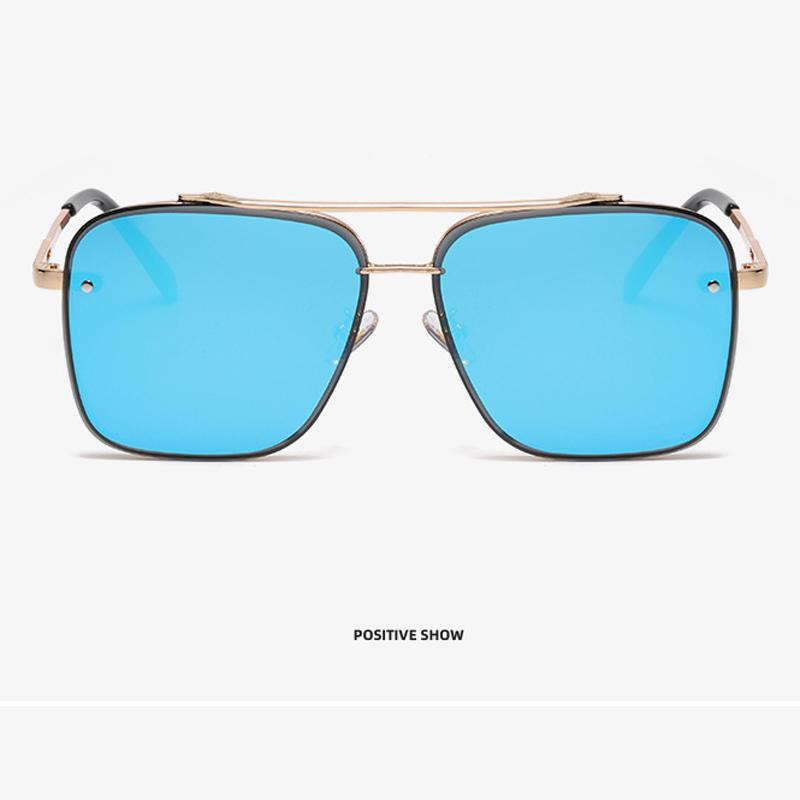 Tangle Free Flat Top Sunglasses for Women Double Bridge Aviator Sun Glass for Men Fashion UV400 Eyewears Metal Big Square Frame sun lasses snag free sunglasses sunnies style bella sunnies