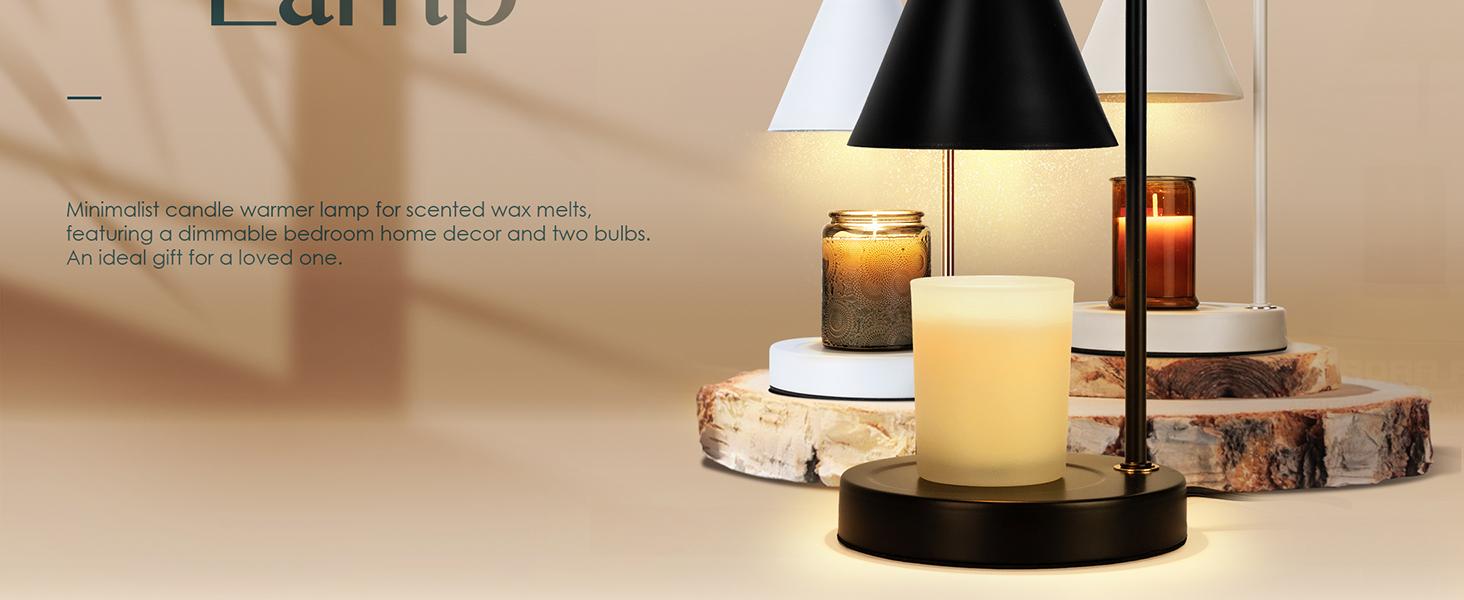 Candle Warmer Lamp,Electric Candle Warmer with Dimmable Light,Scented Wax Melter,No Smoke,Compatible with Various Jar,with 2 Light Bulbs,Home Decor Gifts-Black Decorative Fragrance Ornaments Milk Coffe