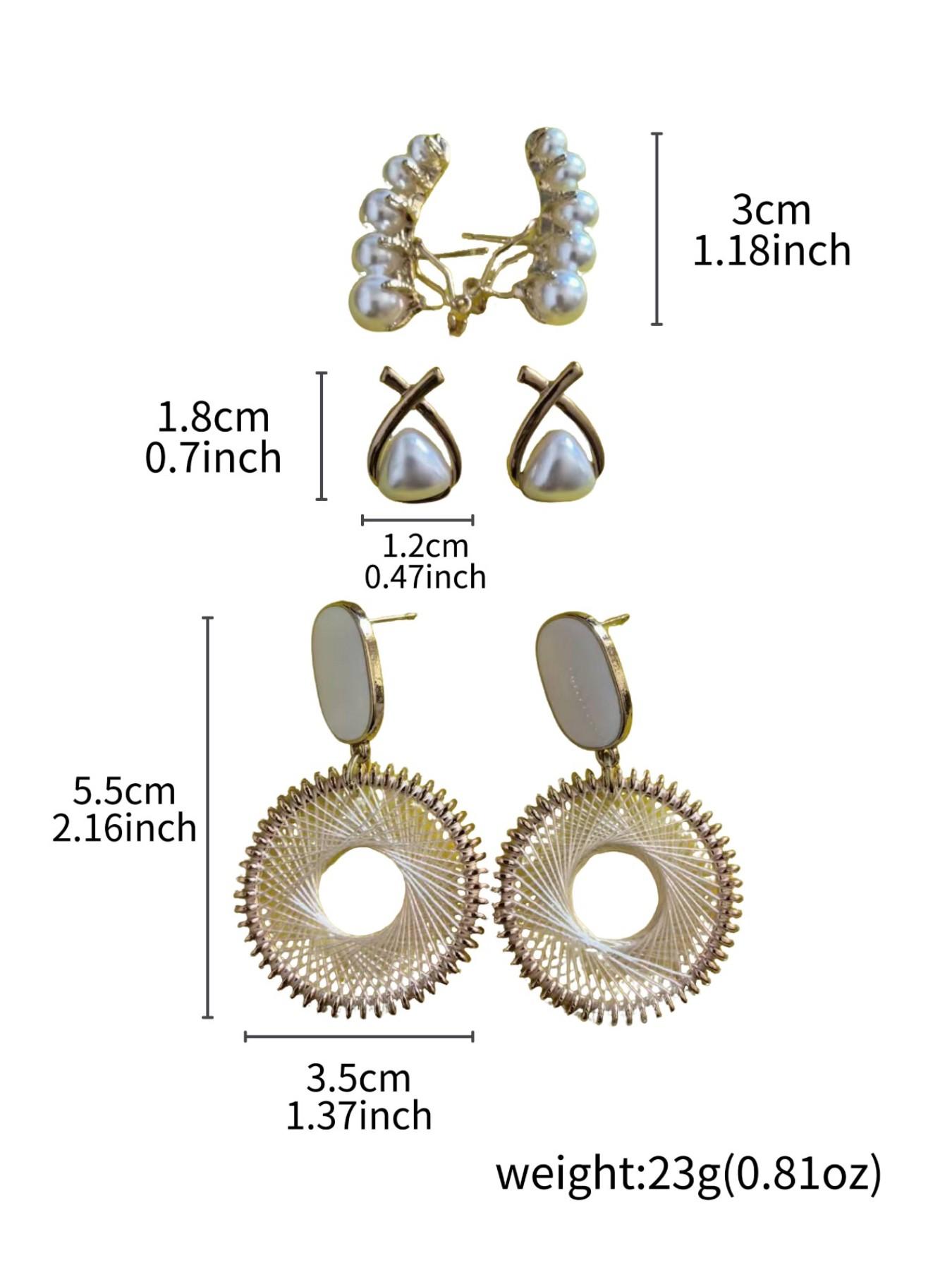 Boho Style Earrings Set, Includes Braided Hoop Earrings, Pearl Studs, Triangle Earrings, Lightweight Fashion Jewelry for All Occasions