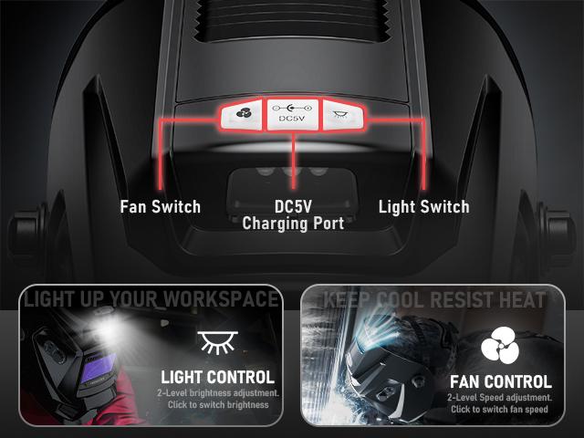 YESWELDER LYG-W700A Auto Darkened Welding Helmet with Fan & Light | True Color View, 4 Arc Sensors | Adjustable Shade 4/5-9/9-13 Hood for TIG MIG MMA CUT Grind