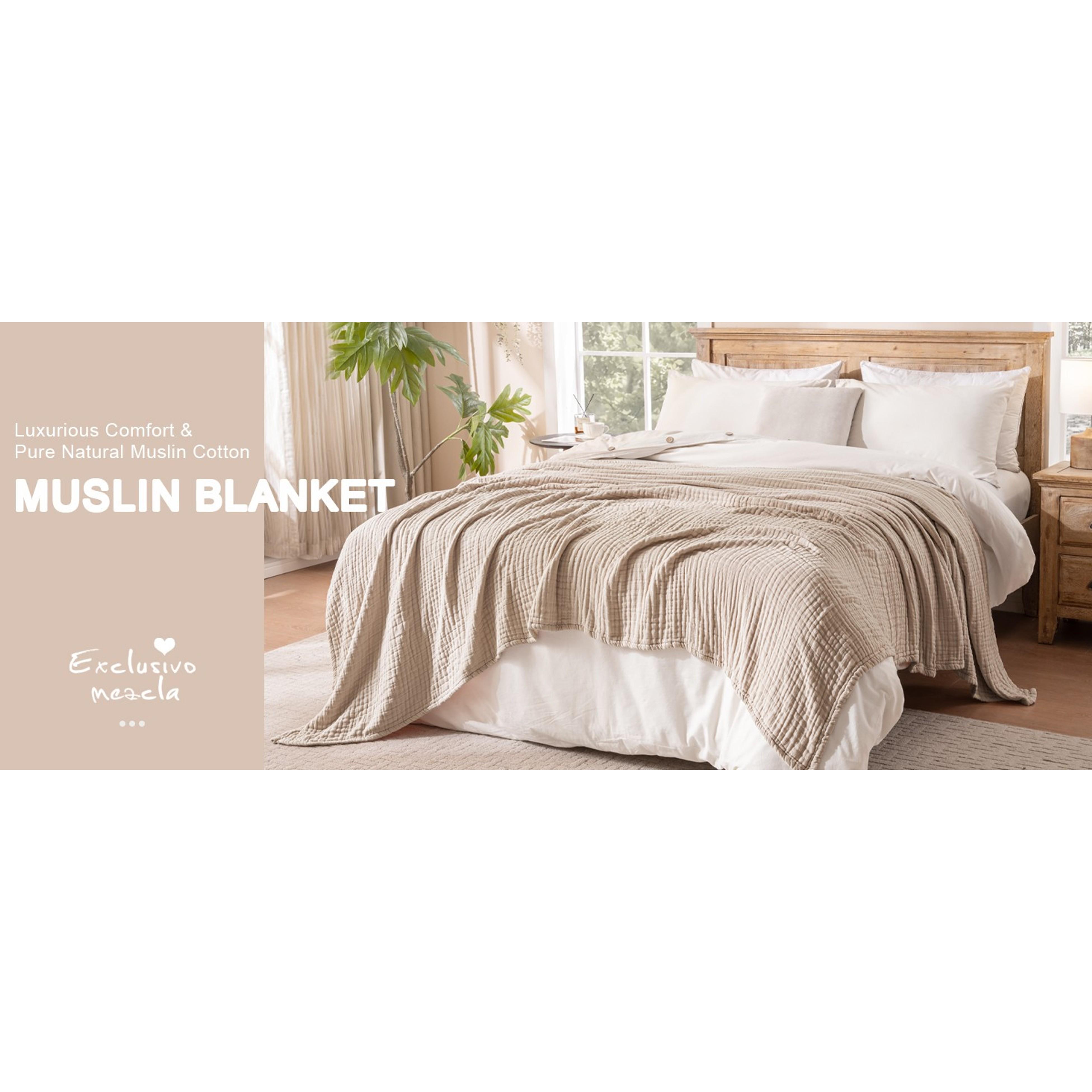 100% Cotton 6-Layer Lightweight Breathable Gauze Muslin Bed Blanket, Queen Size Square Shape Khaki (90x90 in) for Adults, Soft Cozy Home Decor Bedspread Coverlet 100% Cotton 6-Layer Lightweight Breathable Gauze Muslin Bed Blanket, Queen Size Square Shape Khaki (90x90 in) for Adults, Soft Cozy Home Decor Bedspread Coverlet