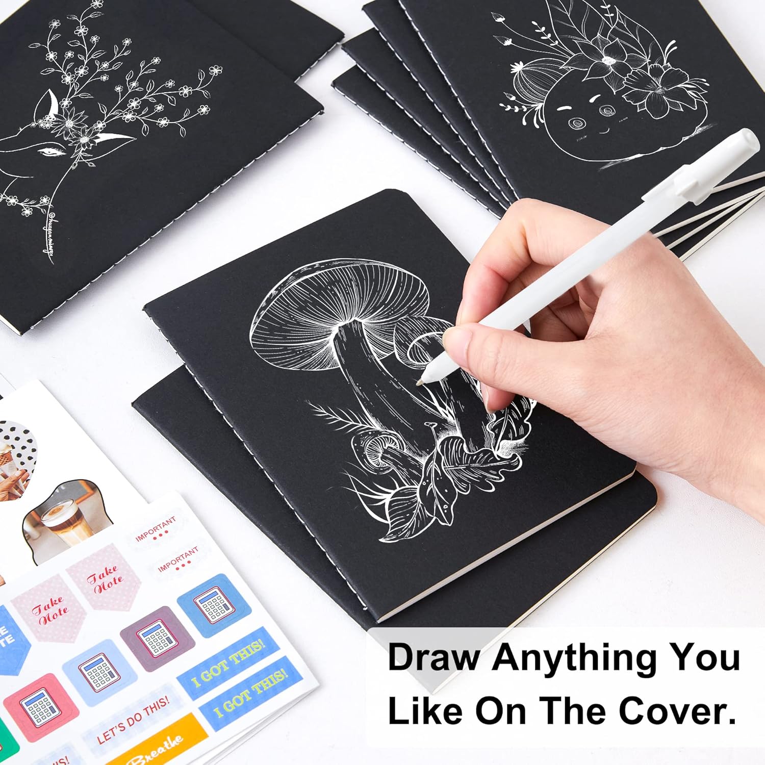 170 Pack Blank  Notebooks, Unlined Sketchbook Mini Cute Note Pad for Drawing Writing, Journal Bulk For  Students Office School Supplies, A6, 48 Pages, 4.25" X 5.5", Black and Brown