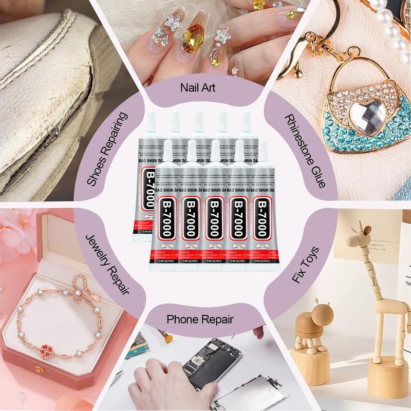 10pcs B-7000 Multi-Purpose Glue 15ML, Super Glue special glue for jewelry setting. Bonds crafts and is suitable for nail art bonding, fabric, jewelry making, wood, glass repair, etc.