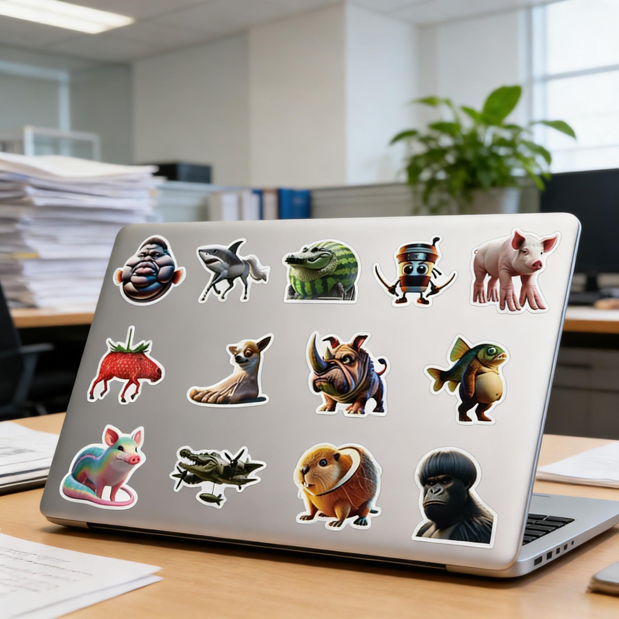 1Pc 50PCS Myth Creature Stickers Funny Weird Cartoon Monster Vinyl Waterproof Decals Aesthetic Graffiti Sticker Pack for Laptop Water Bottle Phone Case Skateboard Helmet Scrapbook DIY Decor Gift Spring Summer Party Supplies