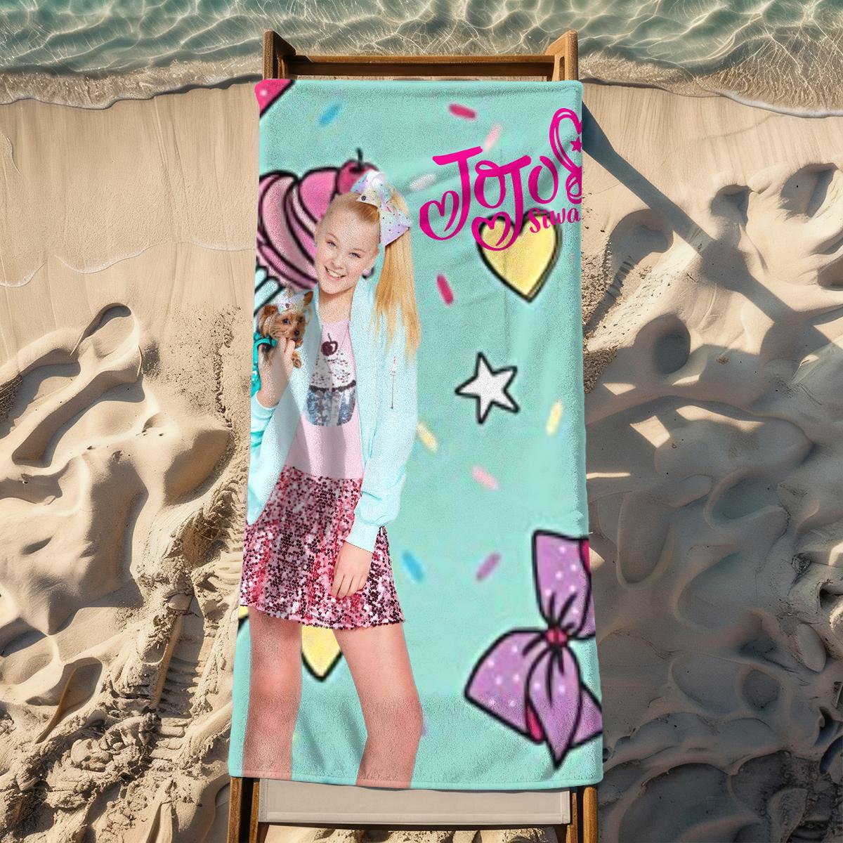 JoJo Siwa design  beach towel, soft texture, beach blanket, is a soft and lightweight sand blanket for travel, swimming pool, surfing, yoga, camping, travel towels, personalized towels. Is Christmas, Holidays, Birthdays, Halloween