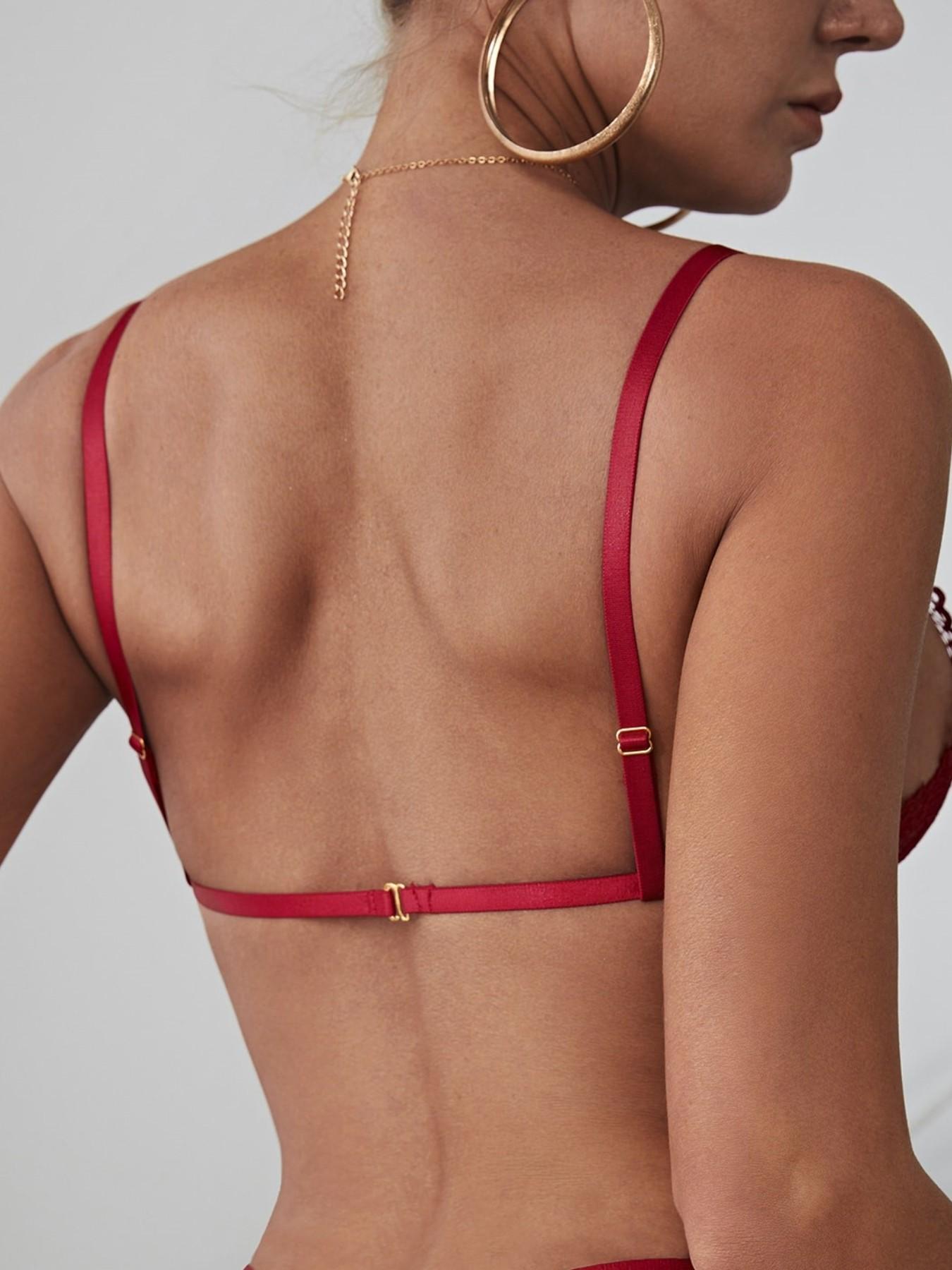 Women's Ruby Lace Trim Deep V Sexy Jumpsuit, Perfect for Parties, Romantic Dinners, and Seductive Valentine's Night