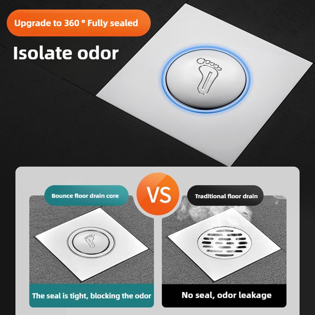 Full Copper Body Pop-Up Drain, High-Density Anti-Odor Design, Efficient Ventilation & Leak-Proof Construction, Universal Fit for Bathroom Use