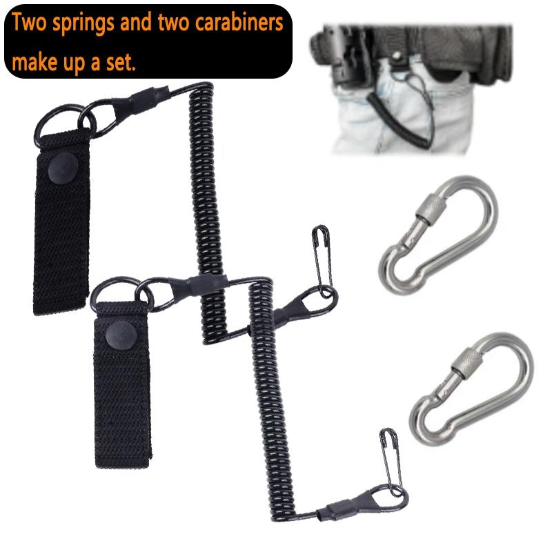 Spring Keychain Rope Set of Two with Carabiner, Adjustable Spring Rope for Hiking, Durable and Versatile Outdoor Gear Accessory