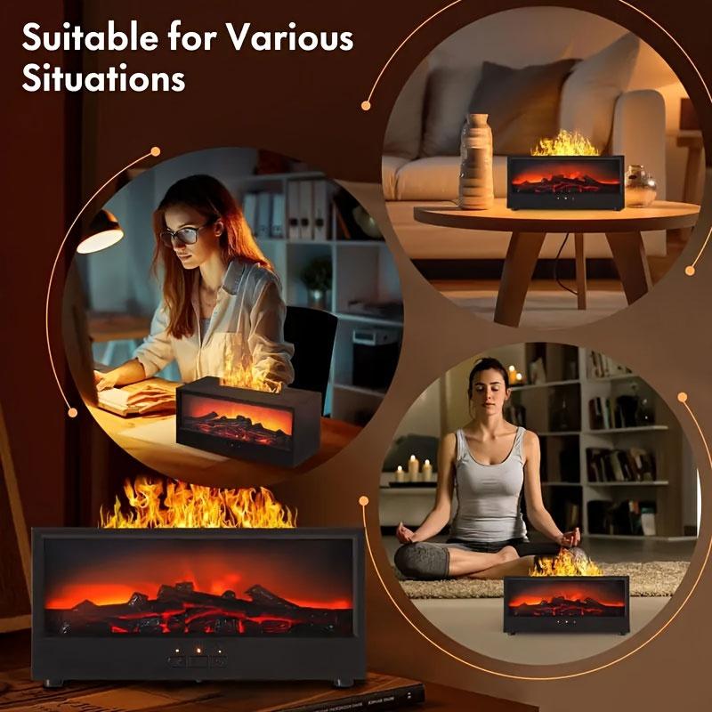 1pc Fireplace Simulated Flame Aromatherapy Diffuser, Humidifier Air Purifier, Adjustable 7 Color, USB Remote Control, Perfect Gift, Humidifier Diffusers