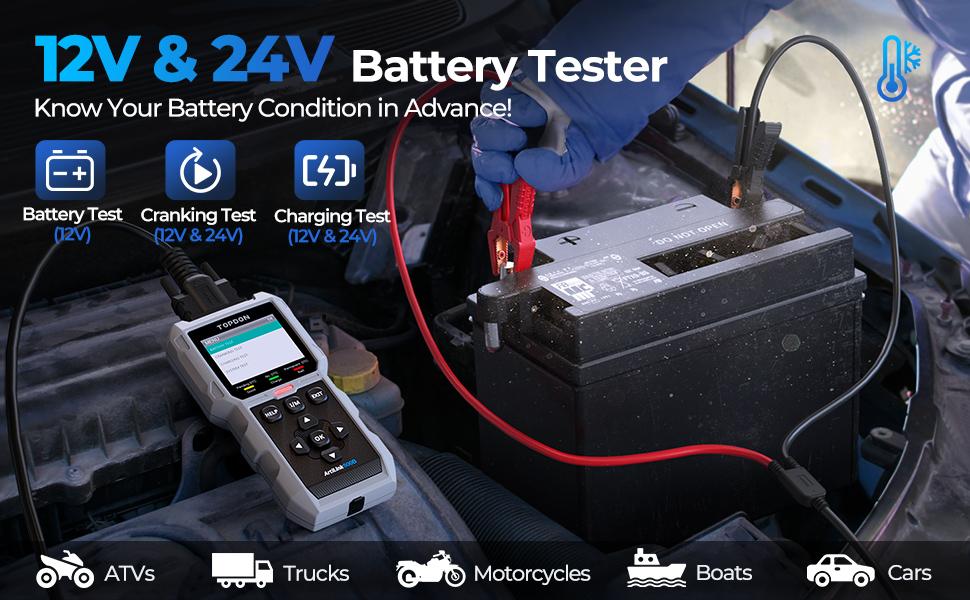 TOPDON AL500B OBD2 Scanner Battery Tester 2 in 1 Code Reader, Full OBDII Diagnosis, 12V Battery Tests & 12V/24V Cranking Tests, Charging Tests, Scan Tool, Car Diagnostic Tool for All OBDII Cars