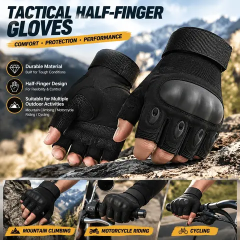 Half-Finger Tactical Gloves, Breathable Quick-Dry Fabric, Anti-Slip Durable, Unisex All-Season, Outdoor Sports Gear, Outdoor Activity Gloves