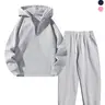 【Black Friday】Men's Solid Zipper Two-piece Set, Casual Long Sleeve Hoodie & Drawstring Pocket Sweatpants for Fall & Winter, Fashion Cozy Men's Outfits for Daily Wear