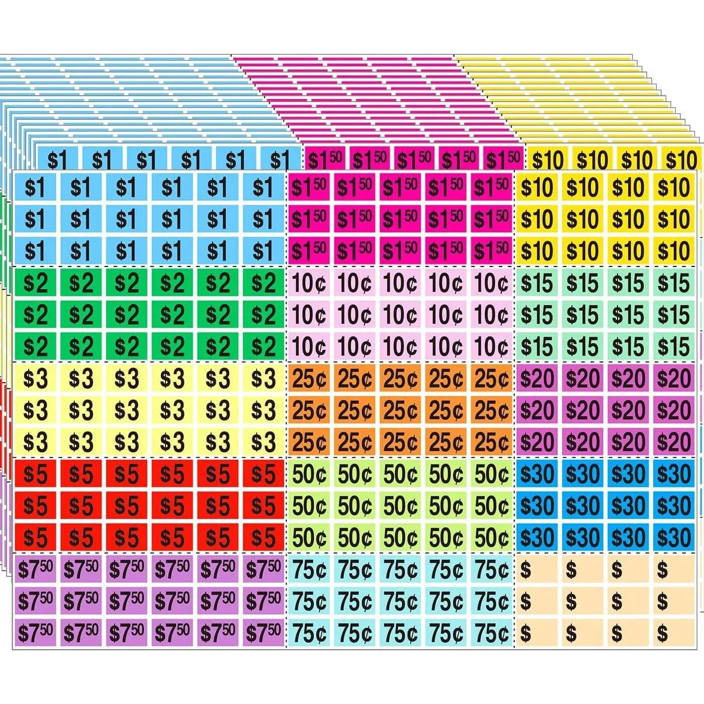 Garage Sale Stickers,1/2" X 3/4" Yard Sales Price Stickers,2025 Pcs Rectangle Preprinted Price Labels for Flea Markets,Retail Use