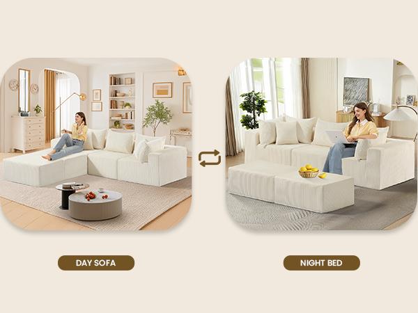 Juikury Cloud 4-6 Seat Sectional Couch,DIY Combination Sectional Couches Modular Sofa with Deep Seat Reversible Ottoman for for Living Room Bedroom