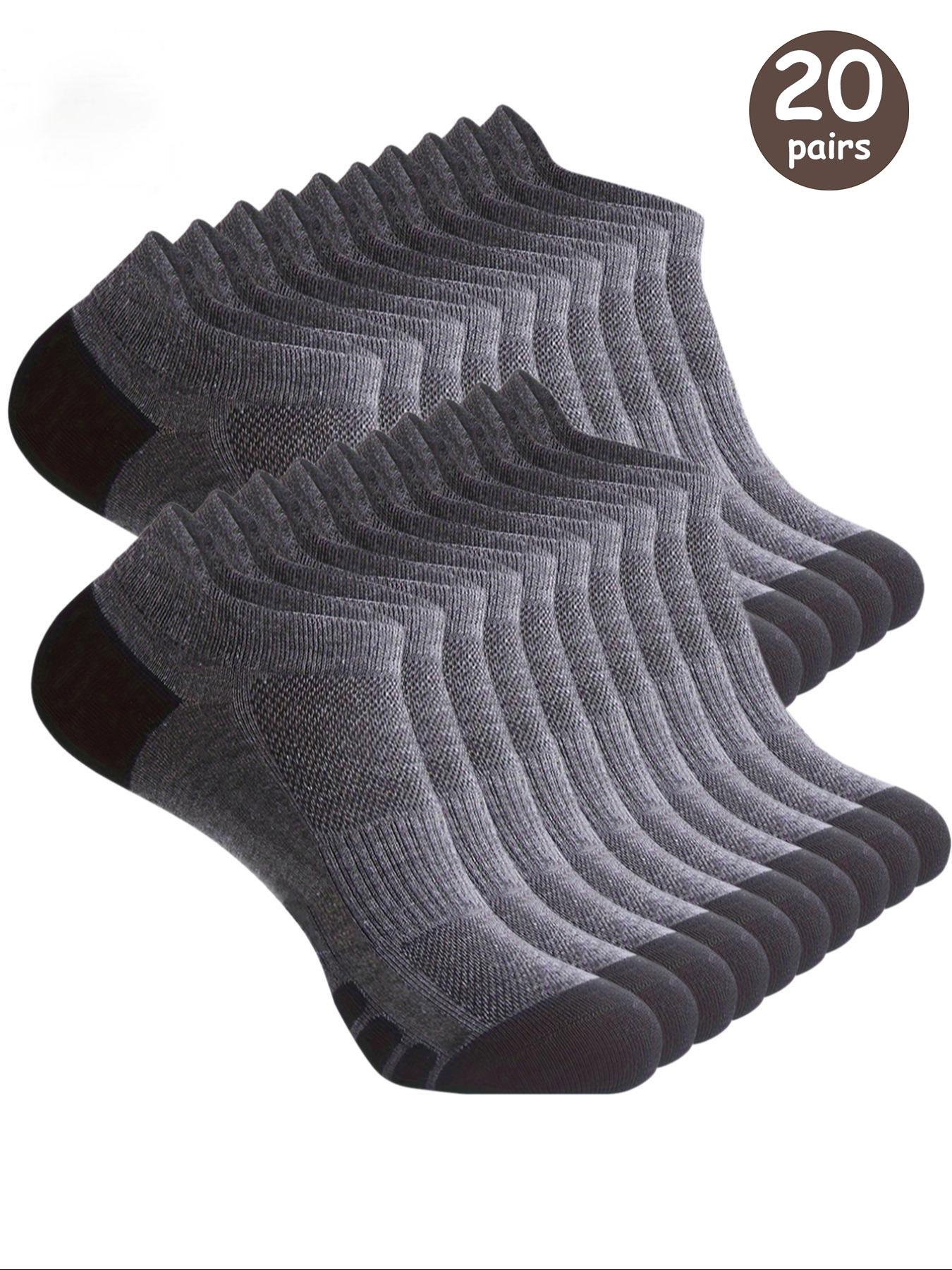 Men's Patchwork Print Ankle Socks, Casual Moisture Wicking Low Cut Socks for Daily Wear, Soft Comfy Breathable Fabric Socks for All Seasons, White Socks