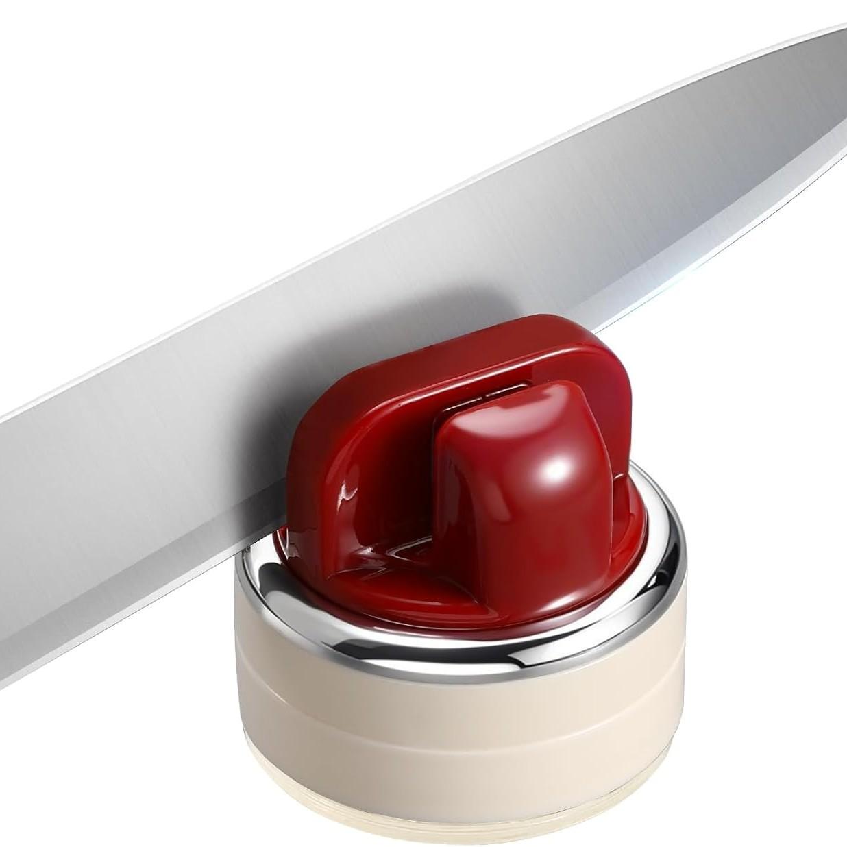 2-Piece Mini Knife Sharpener Set, Multifunctional Pocket Kitchen Tool Sharpeners with Suction Base, Suitable for Various Knives