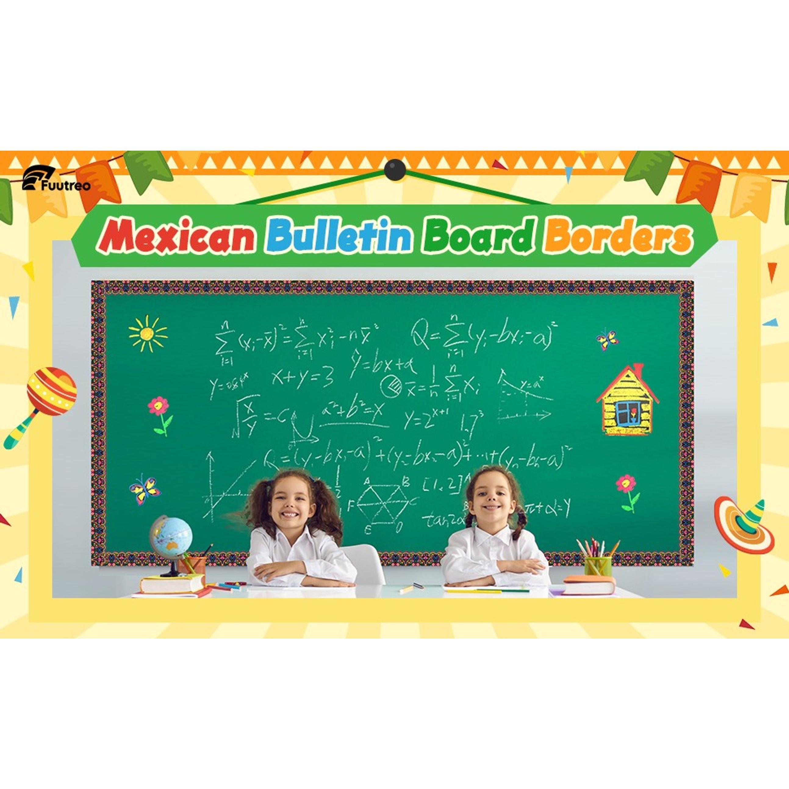 32.8 ft Mexican Bulletin Board Borders Spanish Bulletin Border Office Scalloped Trim for School Fiesta National Hispanic Heritage Month Party Decoration