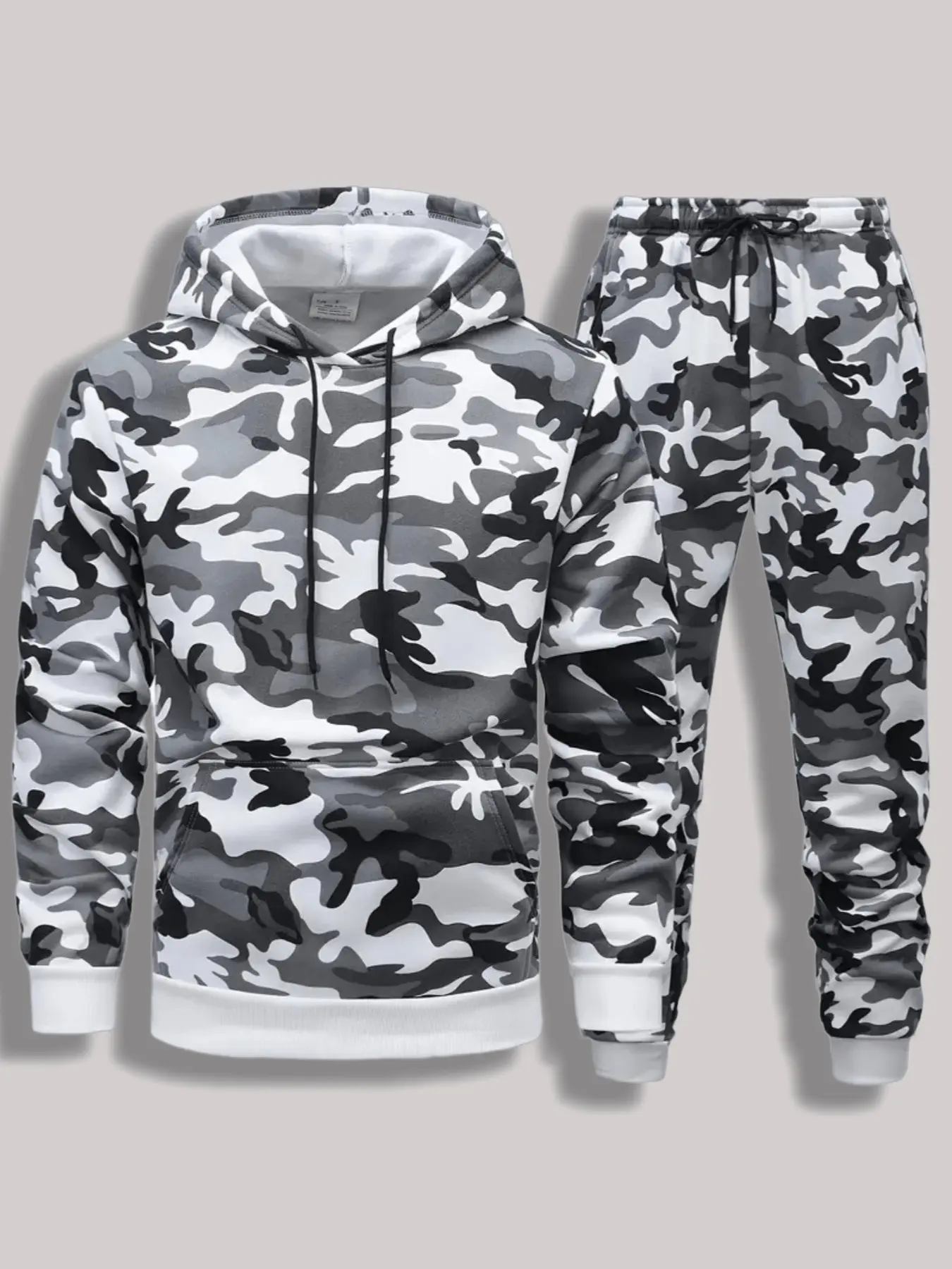 Men's Camouflage Pullover Hoodie and Sweatpants Set, Casual Fall Winter, Ideal for Outdoor Activities and Streetwear