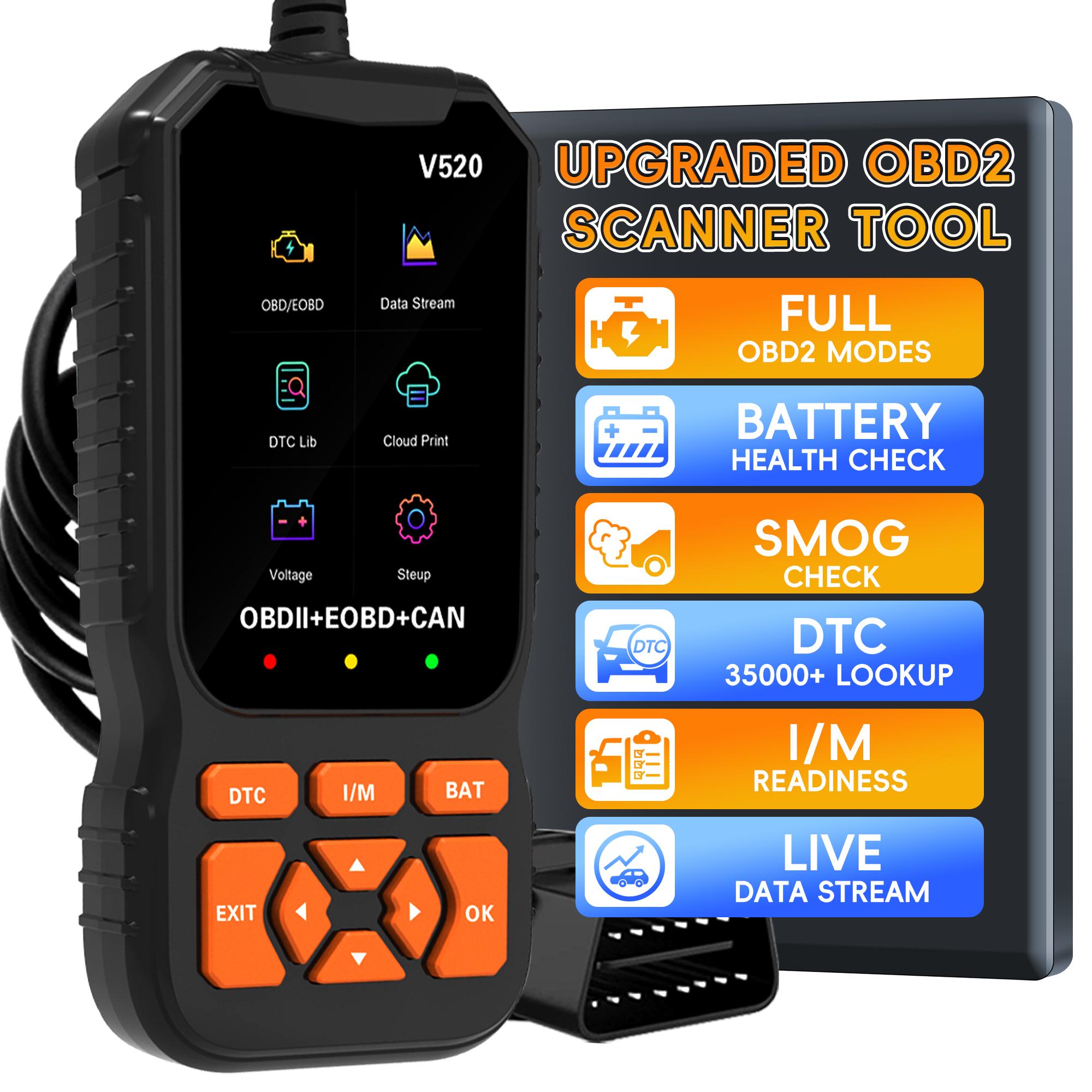 Professional Obd2 Scanner, Obdii Diagnostic Code Reader Tool, Engine Light Check, Read/clear Codes, Voltage Test, Auto Diagnostics for Cars Since 1996, Automotive Scan Tool