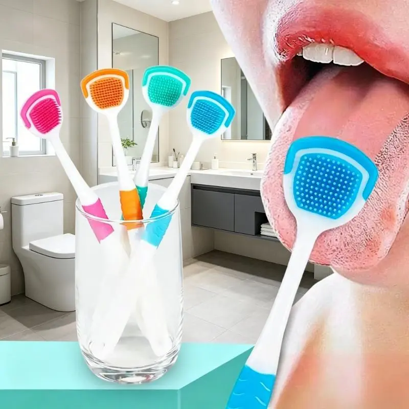 2-Pack Minimalist Soft Silicone Tongue Scraper, Soothing Oral Cleansing Tool, Daily Use, Bad Breath Prevention, Compact Luggage & Bag Accessory