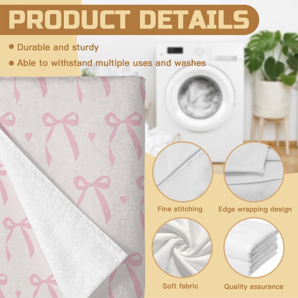 Pink Romantic Ballet Bow Alphabet Sand-Free Beach Towel, for Beach, SPA, Hot Spring, Picnic, Camping, Fitness & Yoga, Water Absorbent, Quick-Dry & Portable, Ideal Housewarming Birthday Christmas Gift