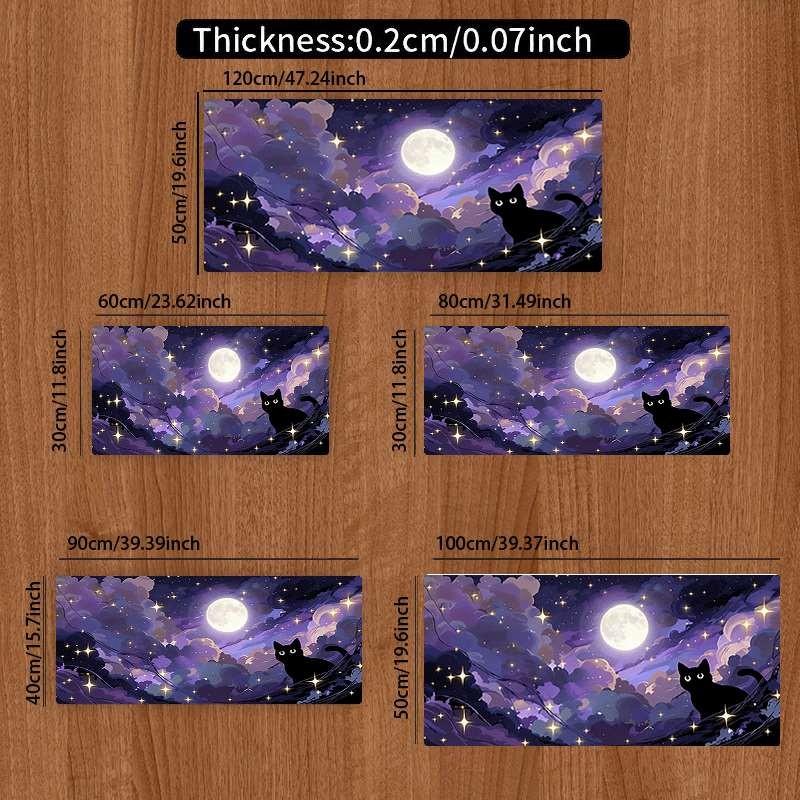 Durable Large Anti-Slip Rubber Mouse Pad, Cat Silhouette Art, Gaming Office Desk Mat, Perfect Holiday Gift, Multi-Functional Keyboard Pad