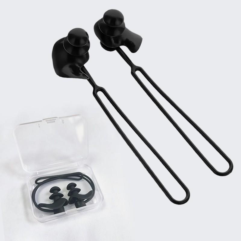 3-Layer Silicone Swim Ear Plugs with Lanyard, Waterproof and Anti-Loss, Adjustable Strap, Durable Swimming Accessories