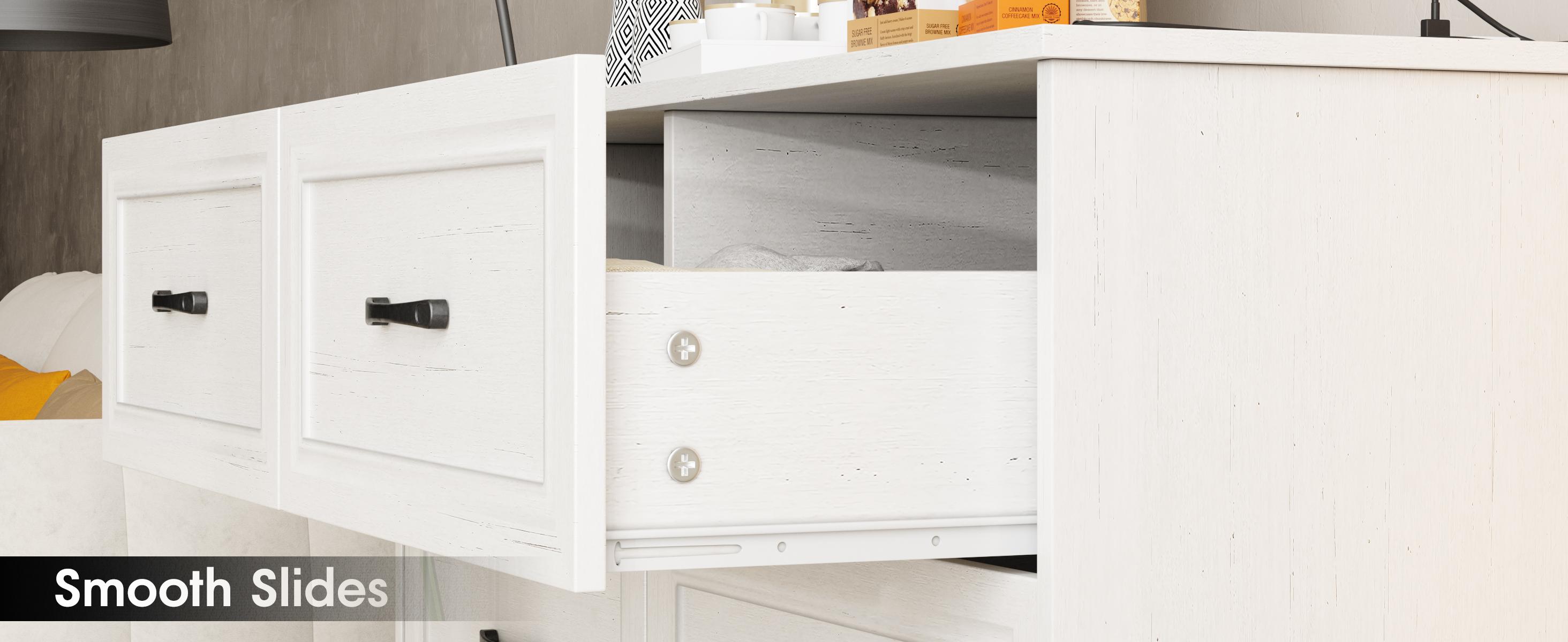 Vabches 6-Drawer Dresser for Bedroom & Hallway, Lockable Storage Cabinet with Charging Station, Modern Farmhouse Style, Sturdy Wood & Metal Handles