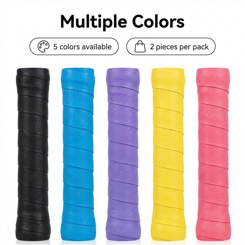 2-Pack Non-Slip Sports Grip Tape - Multifunctional Elastic Sweat-Absorbent Wrapping Tape for Tennis Rackets/Bicycle Handlebars/Badminton Rackets/Fishing Rods/Dumbbells | Non-Slip Handle Tape for Fitness Equipment and Outdoor Gear (2 Rolls) (Model: DM674)
