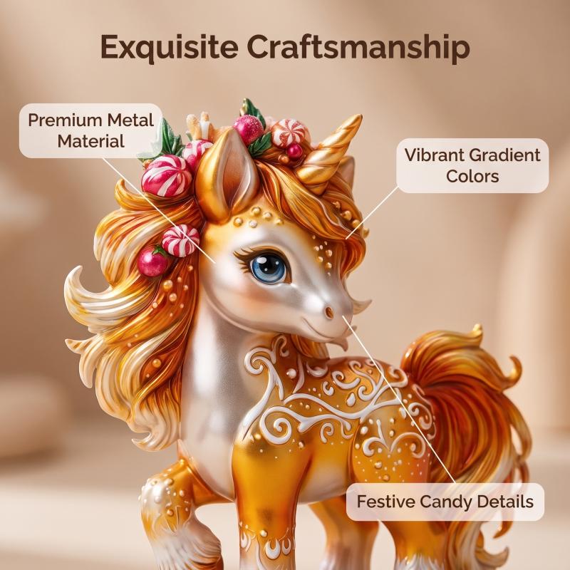 New Iron Art Christmas Unicorn Wall Decor, Candy Unicorn Metal Wall Hanging, Holiday Home Entry Party Atmosphere Decoration, Festive Christmas Ornament
