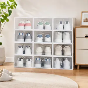 High-End Stackable Shoe Box Set, 12-Piece Foldable Storage Organizer, Space-Saving Home Closet Solution, Easy Assembly & Flexible Use