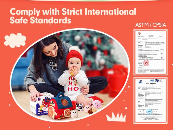 hahaland Surprise Barn with Stuffed Farm Animals：Rattle, Crinkle Paper, Mirror - Montessori Developmental Toys for Newborn Babies, Sensory Toy for Birthday Christmas Valentine's Day Gifts Nursery Infant Easter Gifts Stuffer