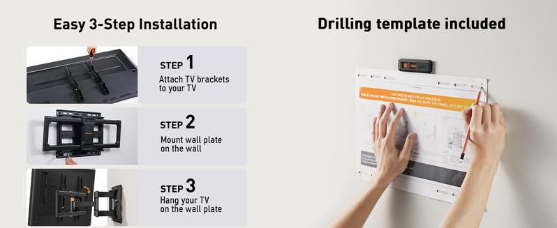 UL Listed Full Motion TV Wall Mount for 40-86 inch / 42-84 inch / 42-85 inch TVs up to 132 lbs, TV Mount with Dual Articulating Arms, Tool-Free Tilt, Swivel, Extension, Leveling, Max VESA 600x400mm, 16" Studs#TikTokShopBlackFriday