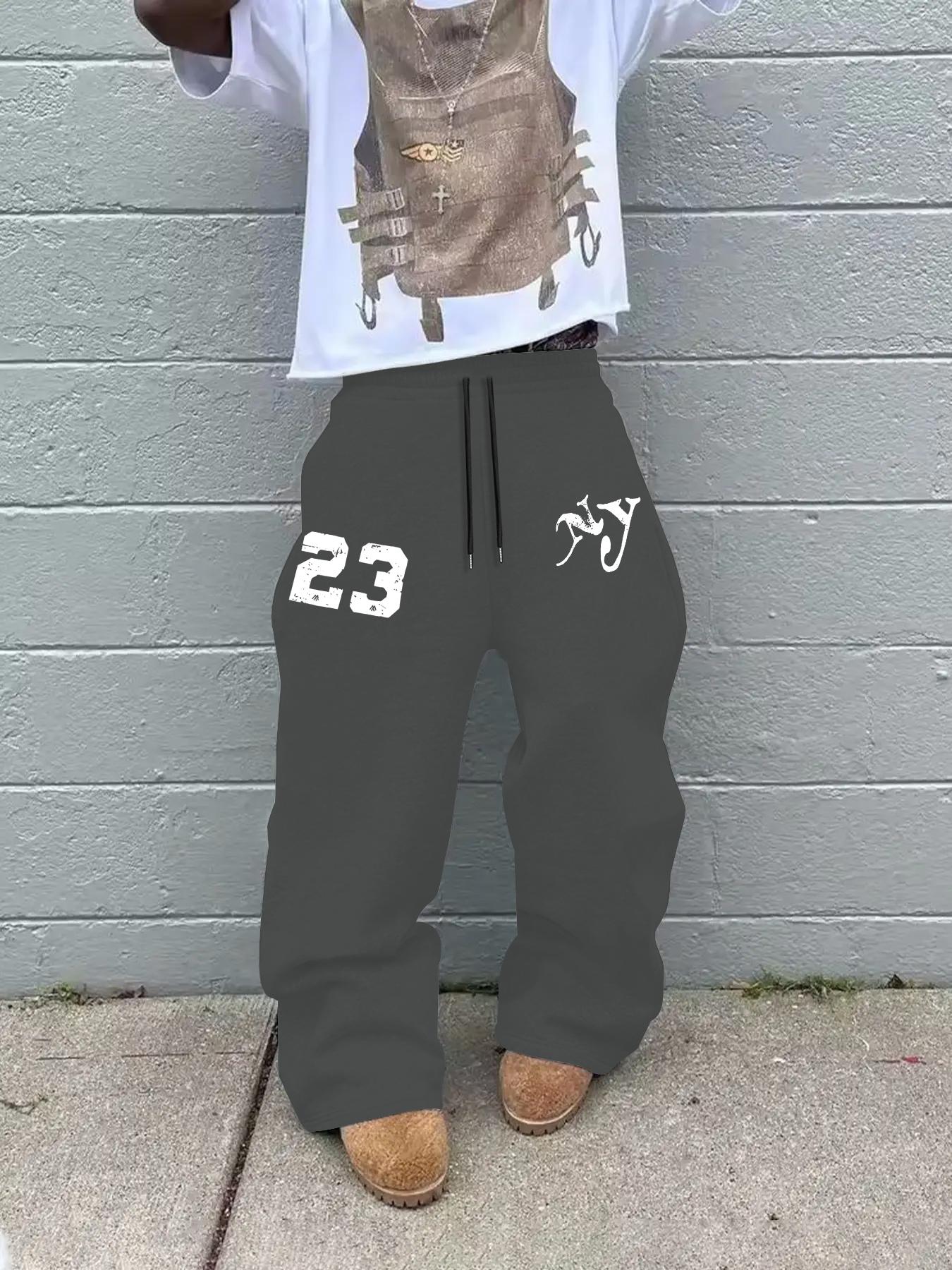 Men's Fashion Casual Relaxed Fit Solid Color Straight Wide-Leg Lightweight Sweatpants, Comfortable Pants for Summer Daily Wear