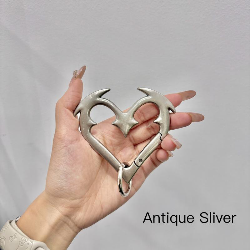 Gothic Heart Carabiner Keychain, Heavy Duty Metal Key Holder with Secure Clip, Unique Bag Charm Accessory, Bold Statement Keychain for Car Keys, Backpack & Purse Decoration, Stylish Gift for Men Women Teens, Everyday Carry Accessory